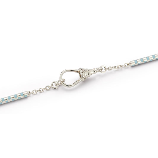 Marsha Chain, White Gold, Baby Blue – 16 Inches