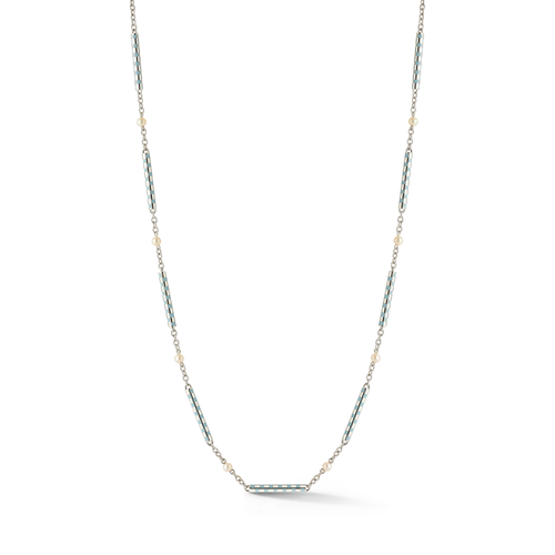 Marsha Chain, White Gold, Baby Blue – 16 Inches