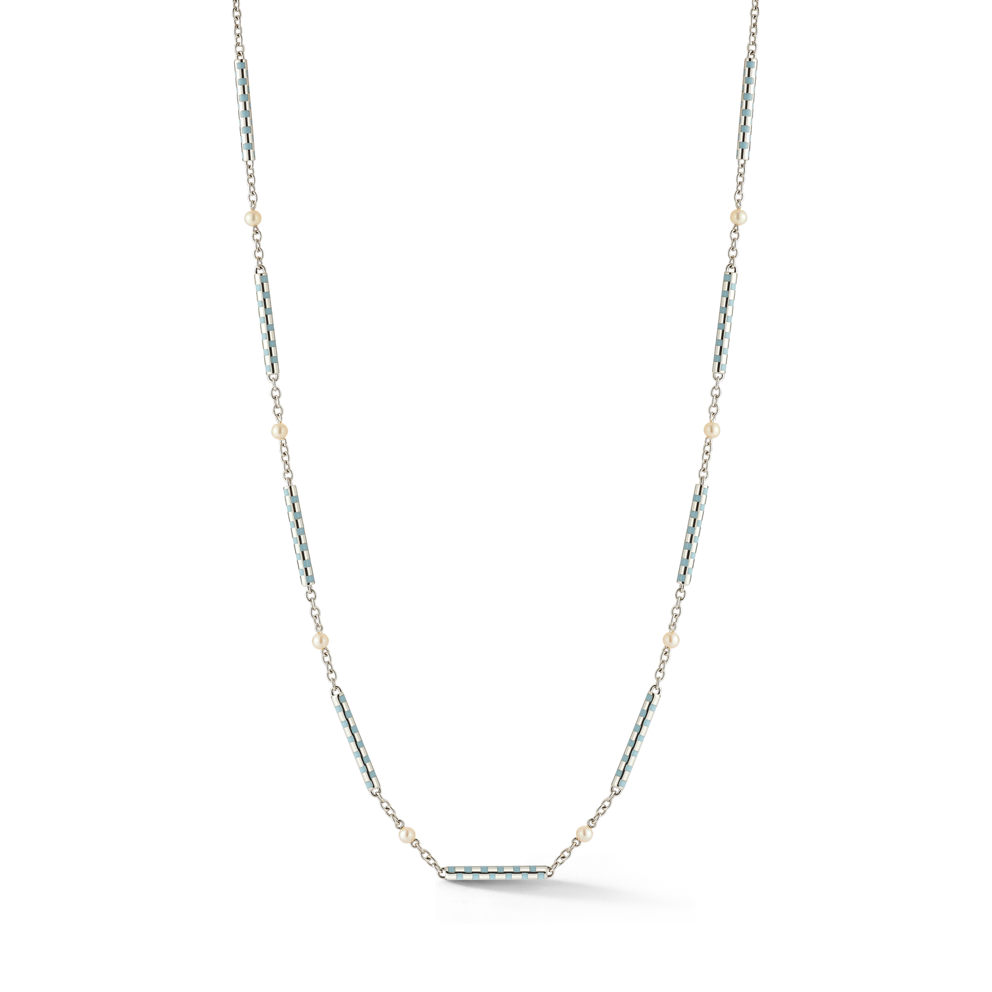 Marsha Chain, White Gold, Baby Blue – 16 Inches