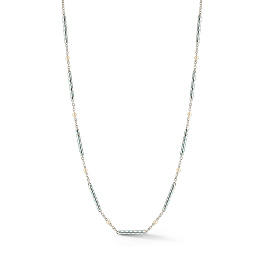 Marsha Chain, White Gold, Baby Blue – 16 Inches